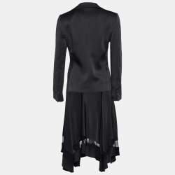 Pre Owned Emporio Armani Black Sateen Skirt Set S