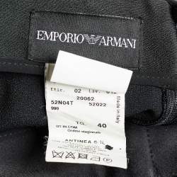 Pre Owned Emporio Armani Black Sateen Skirt Set S