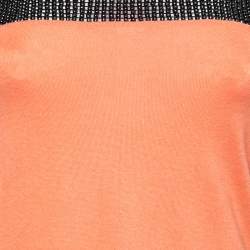 Pre Owned Emporio Armani Orange Beaded Detail Sleeveless Knit Top S