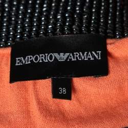 Pre Owned Emporio Armani Orange Beaded Detail Sleeveless Knit Top S