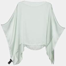Pre Owned Emporio Armani Pale Green Silk Satin Poncho One Size