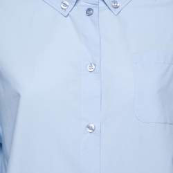 Pre Owned Emporio Armani Light Blue Cotton Button Front Shirt M