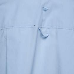 Pre Owned Emporio Armani Light Blue Cotton Button Front Shirt M