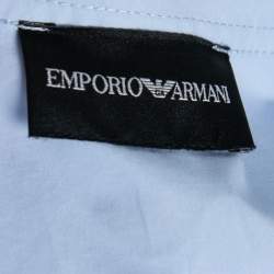 Pre Owned Emporio Armani Light Blue Cotton Button Front Shirt M