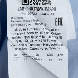 Pre Owned Emporio Armani Light Blue Cotton Button Front Shirt M