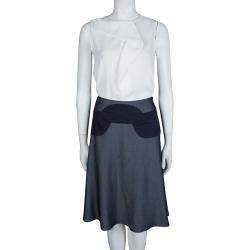 Emporio Armani Indigo Contrast Waist Panel Detail A-line Skirt M