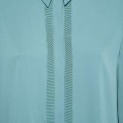 Pre Owned Emporio Armani Teal Silk Button Front Blouse L