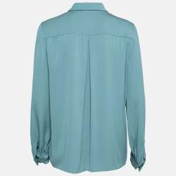 Pre Owned Emporio Armani Teal Silk Button Front Blouse L