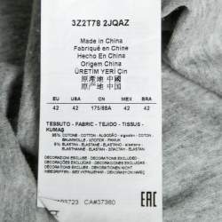 Pre Owned Emporio Armani Grey Stretch Cotton Logo Embellished T-Shirt M