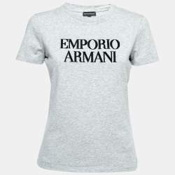 Emporio Armani Grey Stretch Cotton Logo Embellished T-Shirt M Emporio Armani  | TLC