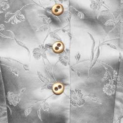 Pre Owned Emporio Armani Grey Floral Embroidered Button Front Jacket M