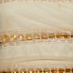 Pre Owned Emporio Armani Beige Mesh Embellished Crop Top M