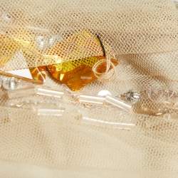 Pre Owned Emporio Armani Beige Mesh Embellished Crop Top M