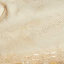 Pre Owned Emporio Armani Beige Mesh Embellished Crop Top M