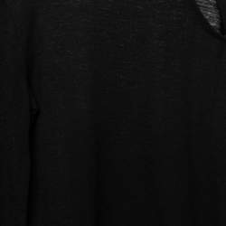 Pre Owned Emporio Armani Black Wool Cut-Out Detail Long Sleeve Top S