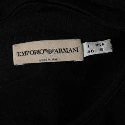 Pre Owned Emporio Armani Black Wool Cut-Out Detail Long Sleeve Top S