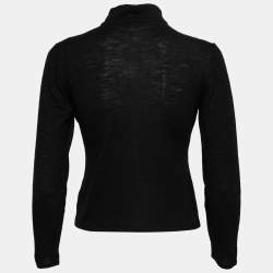 Pre Owned Emporio Armani Black Wool Cut-Out Detail Long Sleeve Top S