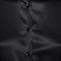 Pre Owned Emporio Armani Black Stretch Silk Button Front Shirt M