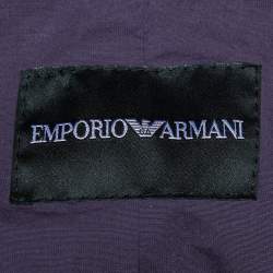 Pre Owned Emporio Armani Purple Leather Zip Front Jacket M