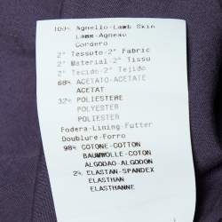 Pre Owned Emporio Armani Purple Leather Zip Front Jacket M