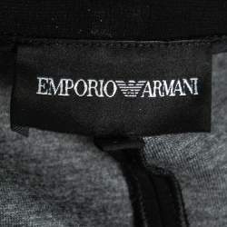Pre Owned Emporio Armani Black Stretch Knit Single Breasted Blazer S
