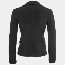 Pre Owned Emporio Armani Black Stretch Knit Single Breasted Blazer S