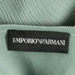 Pre Owned Emporio Armani Light Green Crinkled Chiffon Long Sleeve Blouse S