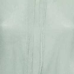 Pre Owned Emporio Armani Light Green Crinkled Chiffon Long Sleeve Blouse S