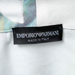 Pre Owned Emporio Armani Light Blue Floral Printed Silk Top M
