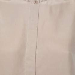 Pre Owned Emporio Armani Beige Silk Open Back Button Front Sleeveless Top S