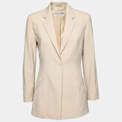 Pre Owned Emporio Armani Beige Wool Crepe Single Breasted Blazer S