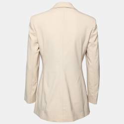 Pre Owned Emporio Armani Beige Wool Crepe Single Breasted Blazer S