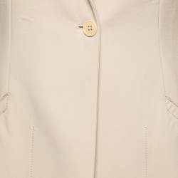 Pre Owned Emporio Armani Beige Wool Crepe Single Breasted Blazer S