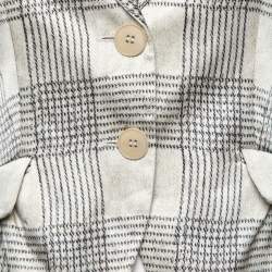 Pre Owned Emporio Armani Beige Checked Satin Silk Single Breasted Blazer M