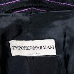 Pre Owned Emporio Armani Black & Purple Striped Wool Single Breasted Blazer S