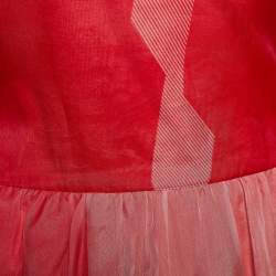 Pre Owned Emporio Armani Colorblock Silk Mock Neck Midi Dress L