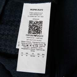 Pre Owned Emporio Armani Navy Blue Textured Crepe Trousers L