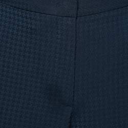 Pre Owned Emporio Armani Navy Blue Textured Crepe Trousers L