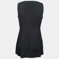 Pre Owned Emporio Armani Black Striped Crepe Sleeveless Top M