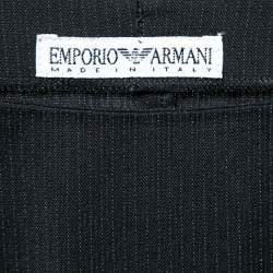 Pre Owned Emporio Armani Black Striped Crepe Sleeveless Top M