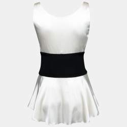 Pre Owned Emporio Armani Cream Satin Stretch Waist Sleeveless Top M