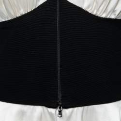 Pre Owned Emporio Armani Cream Satin Stretch Waist Sleeveless Top M