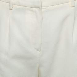 Pre Owned Emporio Armani Cream Textured Crepe Single Breasted Cropped Blazer & Pant Suit S