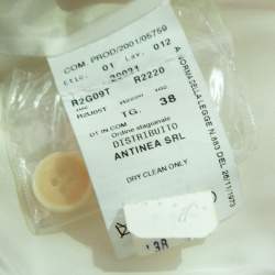 Pre Owned Emporio Armani Cream Textured Crepe Single Breasted Cropped Blazer & Pant Suit S