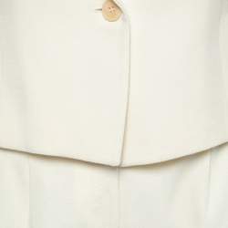 Pre Owned Emporio Armani Cream Textured Crepe Single Breasted Cropped Blazer & Pant Suit S