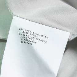 Pre Owned Emporio Armani Light Grey Silk Pleated Concealed-Button Shirt S