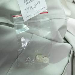 Pre Owned Emporio Armani Light Grey Silk Pleated Concealed-Button Shirt S