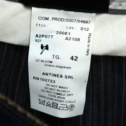 Pre Owned Emporio Armani Dark Grey Silk & Linen Button Front Jacket & Pant Suit M