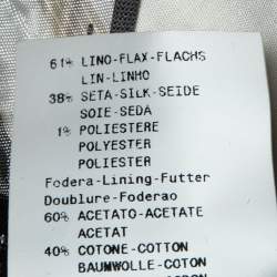 Pre Owned Emporio Armani Dark Grey Silk & Linen Button Front Jacket & Pant Suit M