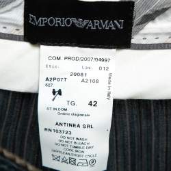 Pre Owned Emporio Armani Dark Grey Silk & Linen Button Front Jacket & Pant Suit M